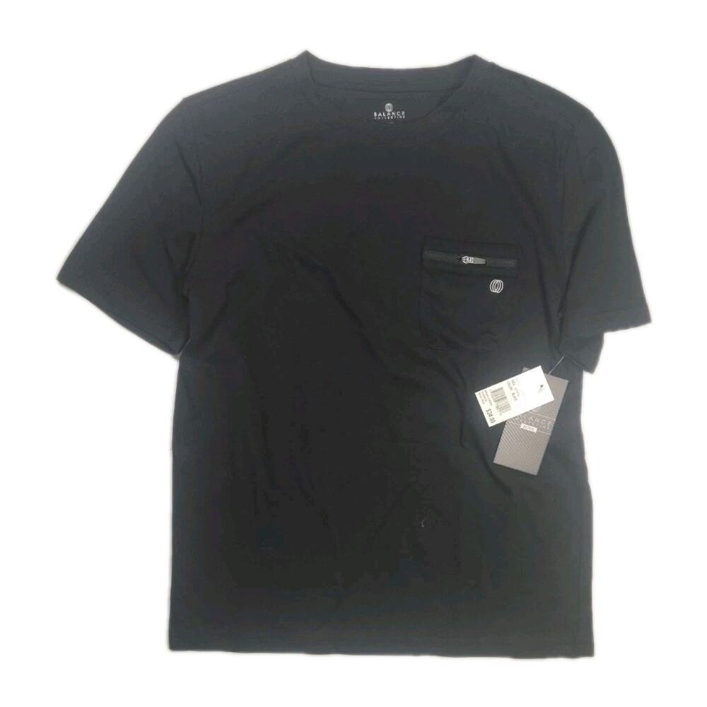 Balance Collection Boys Black Short Sleeve Zipper Pocket T-Shirt Size L